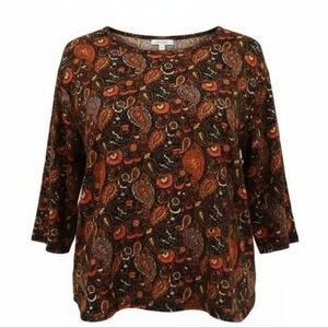 Westbound Petites PXL Paisley Blouse Women’s 3/4 Sleeve Top Shirt Multicolor